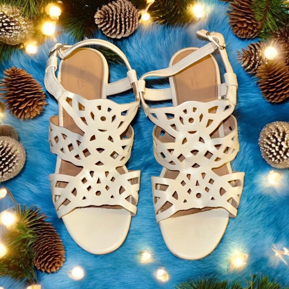 Cupcake Couture White Wedge Sandals Size 6!!